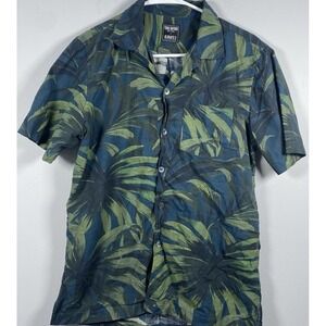Todd Snyder X Albiate Palm Print Shirt Men's Small Camp Collar Olive Green Beach